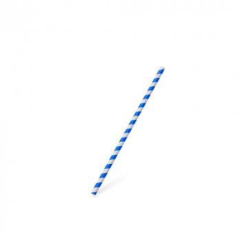 Papiertrinkhalm Spirale Blau `JUMBO` Ø8mm x 25cm (100 Stk.)